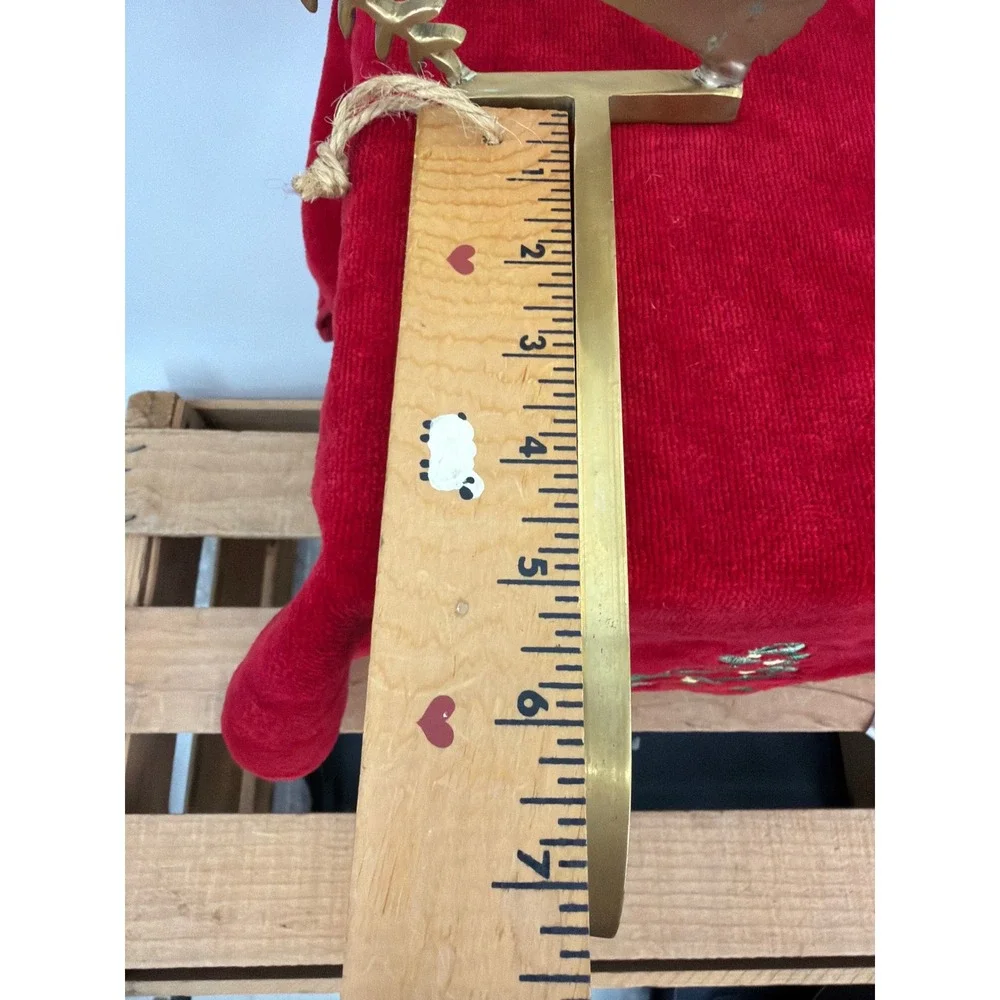 Vintage Solid Brass Dove of Peace Christmas Stocking Holders Pair Gold Mantel